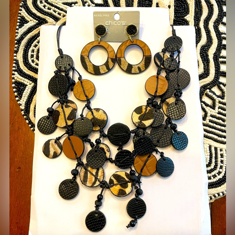 Chico’s Statement Necklace & Earrings set NWT